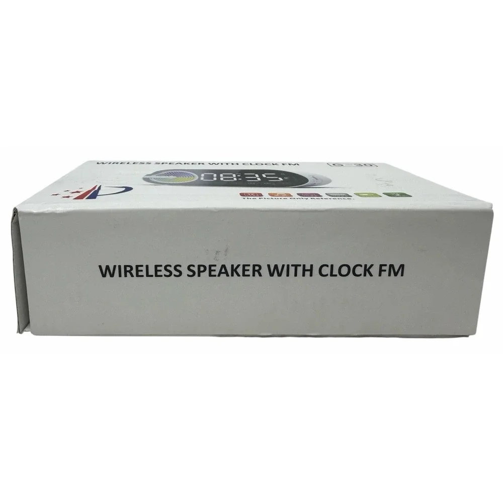 G-30 Bluetooth Alarm Clock Speaker FM Radio LED Light USB-C White New